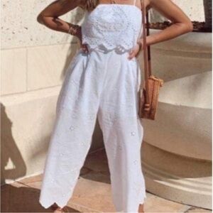 Francesca’s Harper Heritage |  Emberly White Floral Lace Jumpsuit